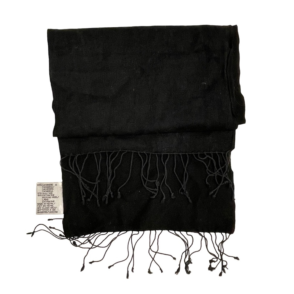 Portolano Black Cashmere Silk Merino Wool Scarf – Made in Nepal